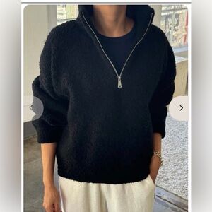 Women’s Black Half-Zip Turtleneck Sweater